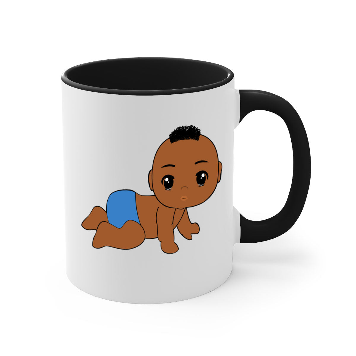 Black baby boy 9# Mug with colorful handle and interior, showcasing a glossy finish and stylish design.