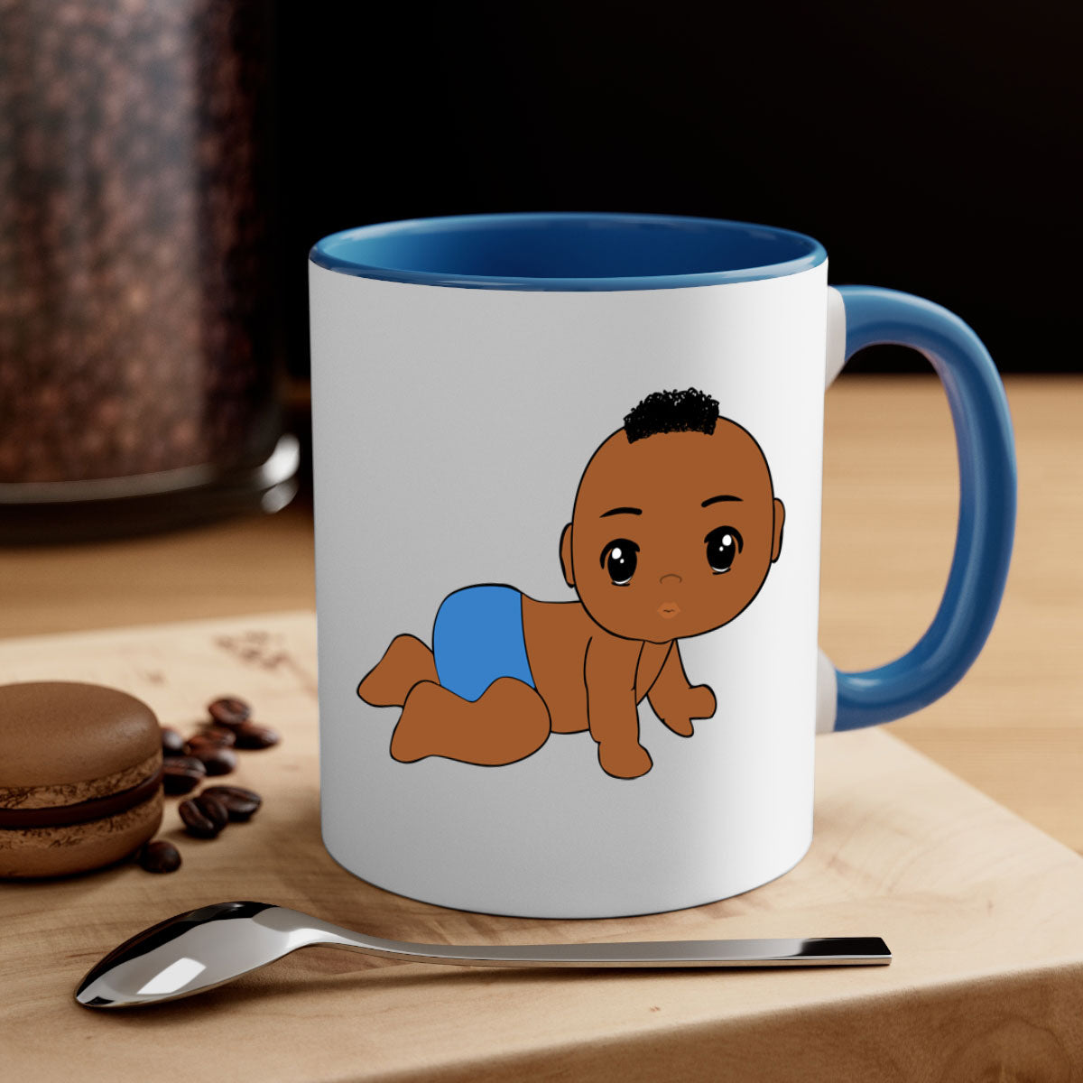 Black baby boy 9# Mug with colorful handle and interior, showcasing a glossy finish and stylish design.