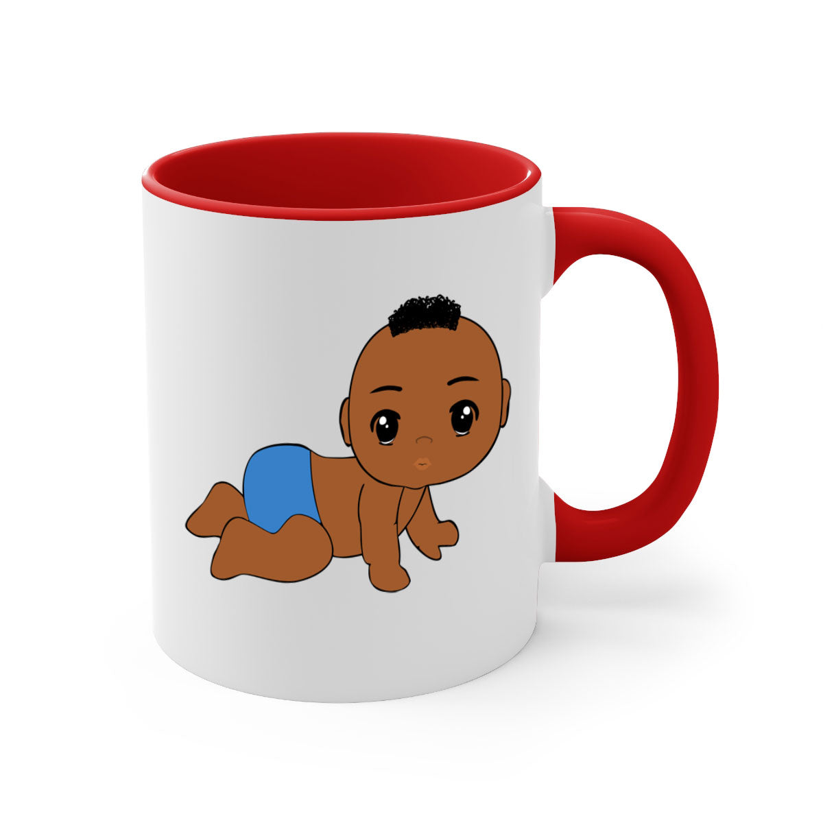 Black baby boy 9# Mug with colorful handle and interior, showcasing a glossy finish and stylish design.