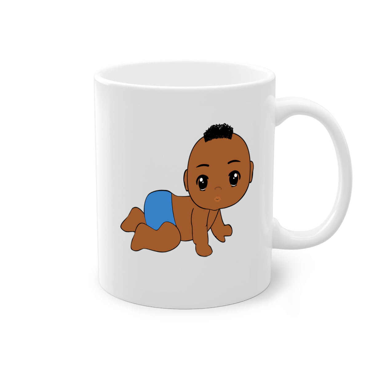 Black baby boy 9# Mug with colorful handle and interior, showcasing a glossy finish and stylish design.