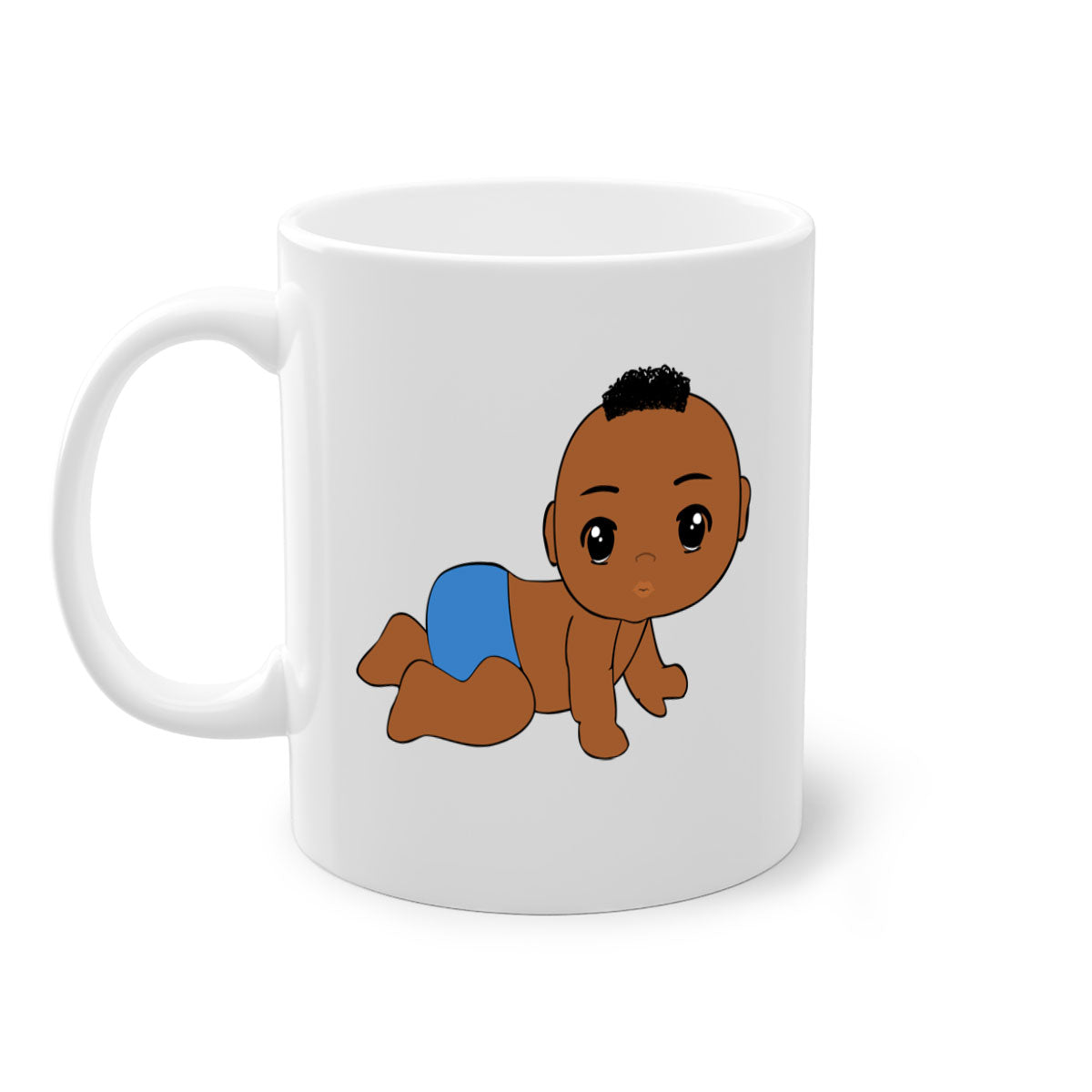 Black baby boy 9# Mug with colorful handle and interior, showcasing a glossy finish and stylish design.