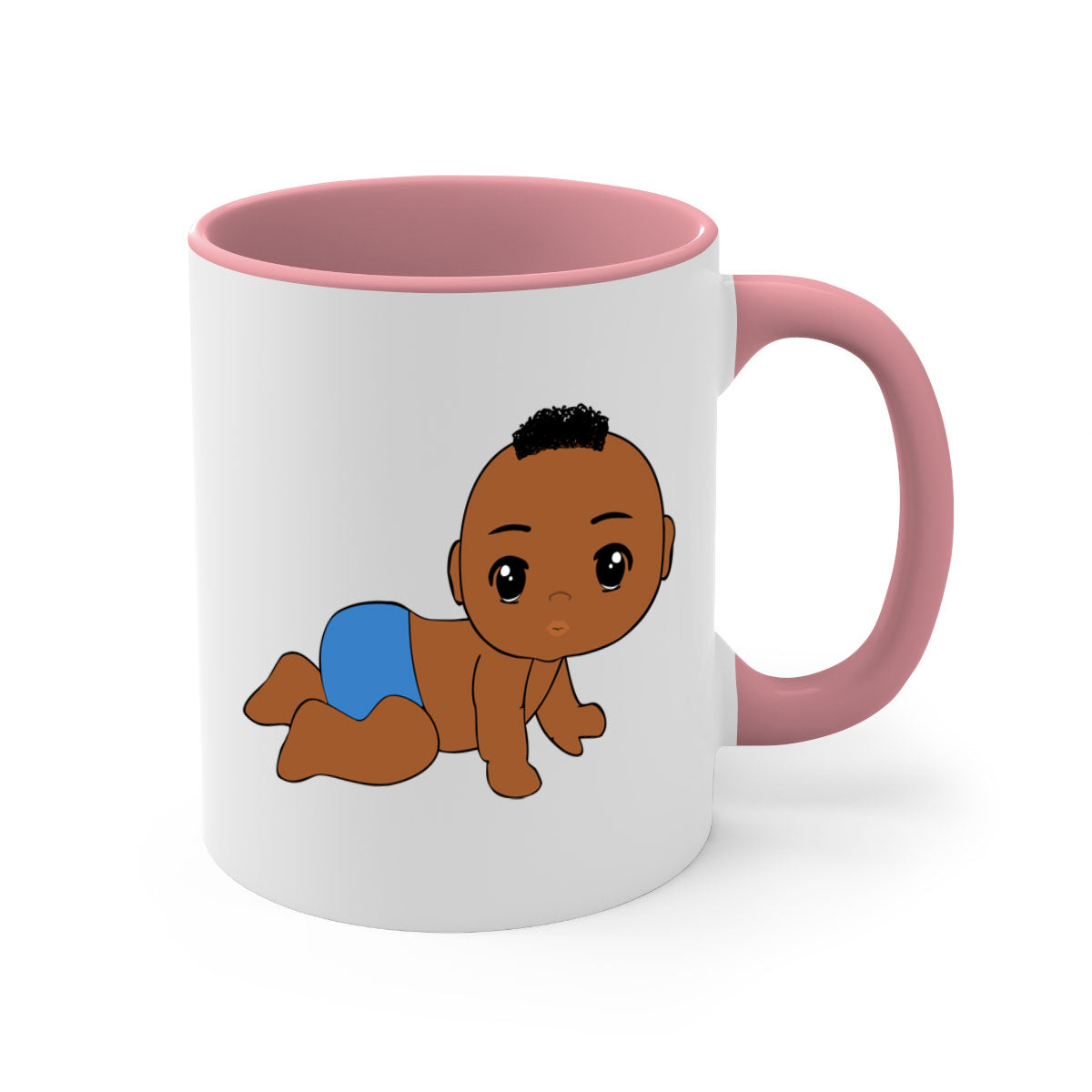 Black baby boy 9# Mug with colorful handle and interior, showcasing a glossy finish and stylish design.