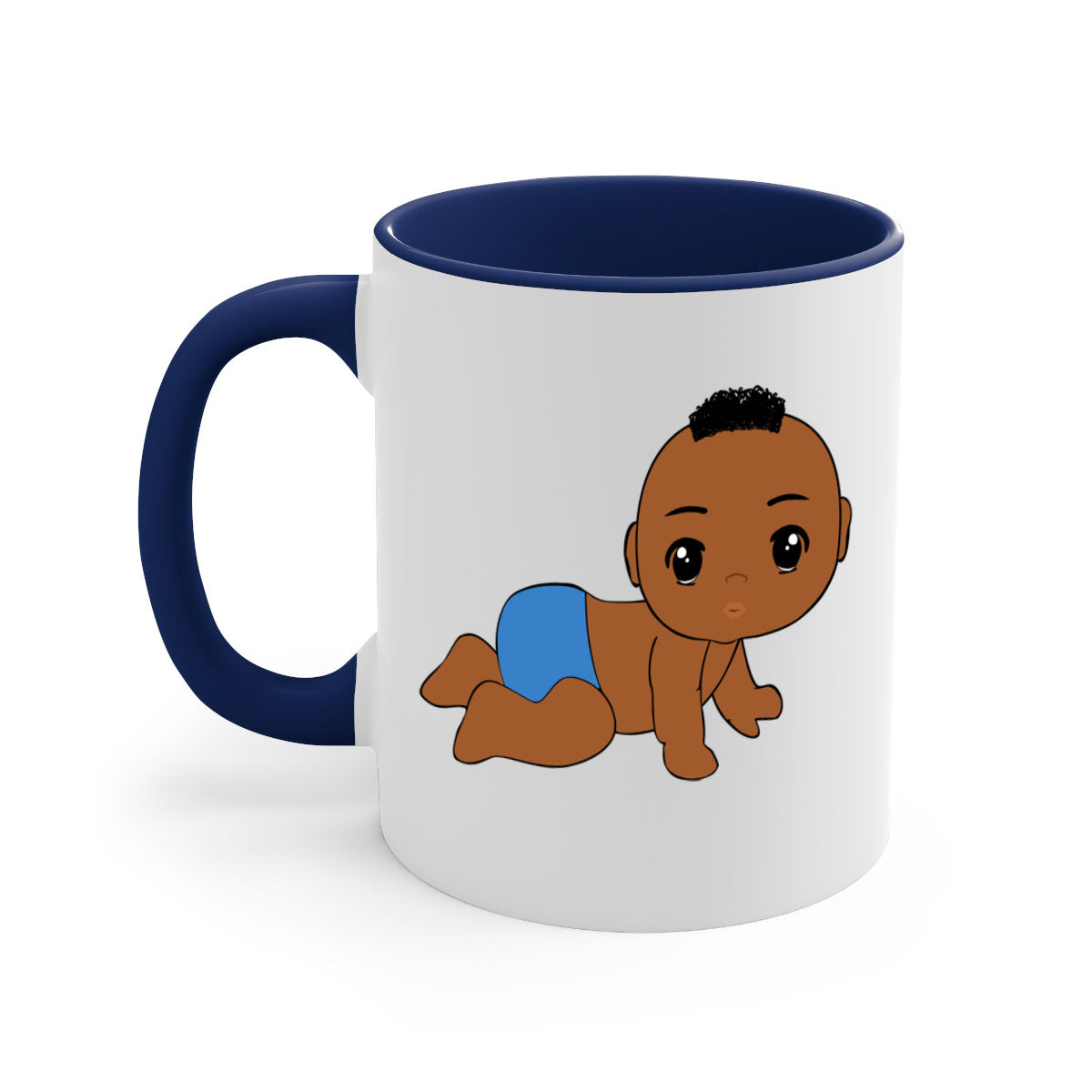 Black baby boy 9# Mug with colorful handle and interior, showcasing a glossy finish and stylish design.