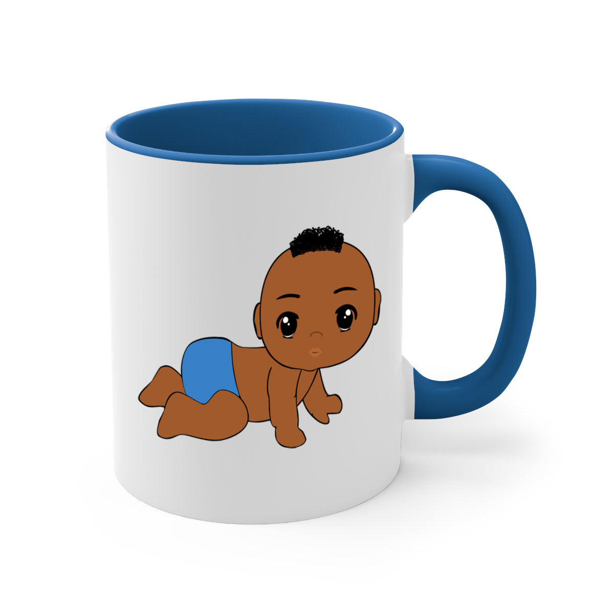 Black baby boy 9# Mug with colorful handle and interior, showcasing a glossy finish and stylish design.