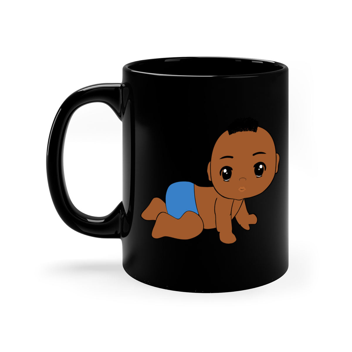Black baby boy 9# Mug with colorful handle and interior, showcasing a glossy finish and stylish design.