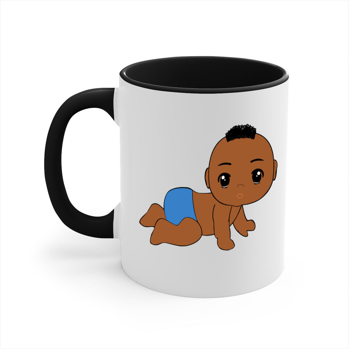 Black baby boy 9# Mug with colorful handle and interior, showcasing a glossy finish and stylish design.