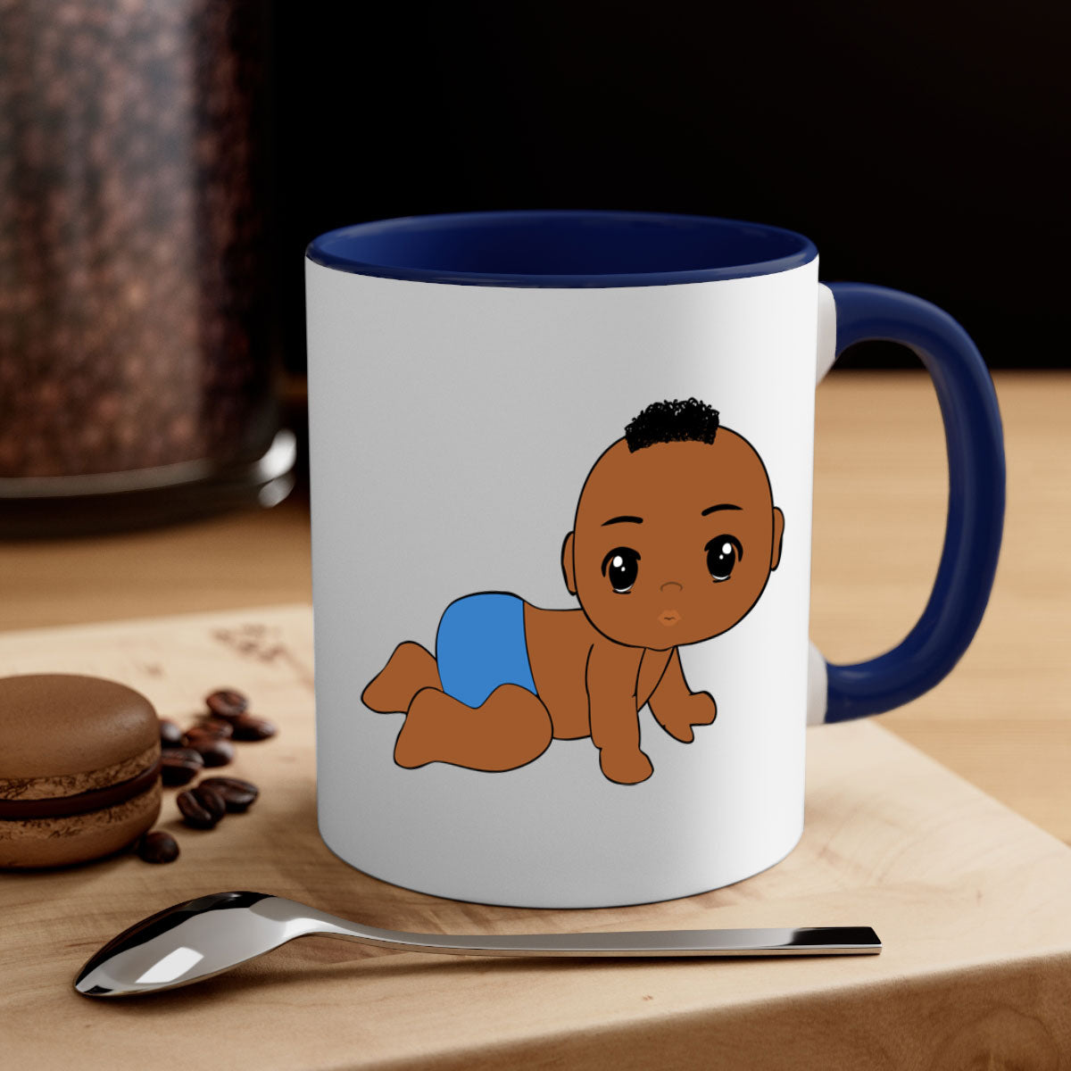 Black baby boy 9# Mug with colorful handle and interior, showcasing a glossy finish and stylish design.