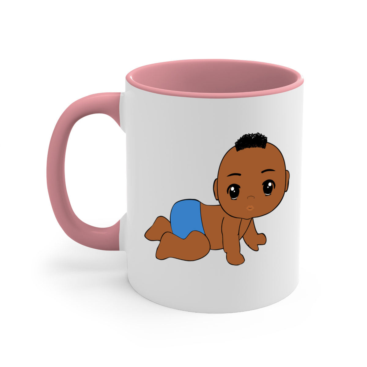 Black baby boy 9# Mug with colorful handle and interior, showcasing a glossy finish and stylish design.