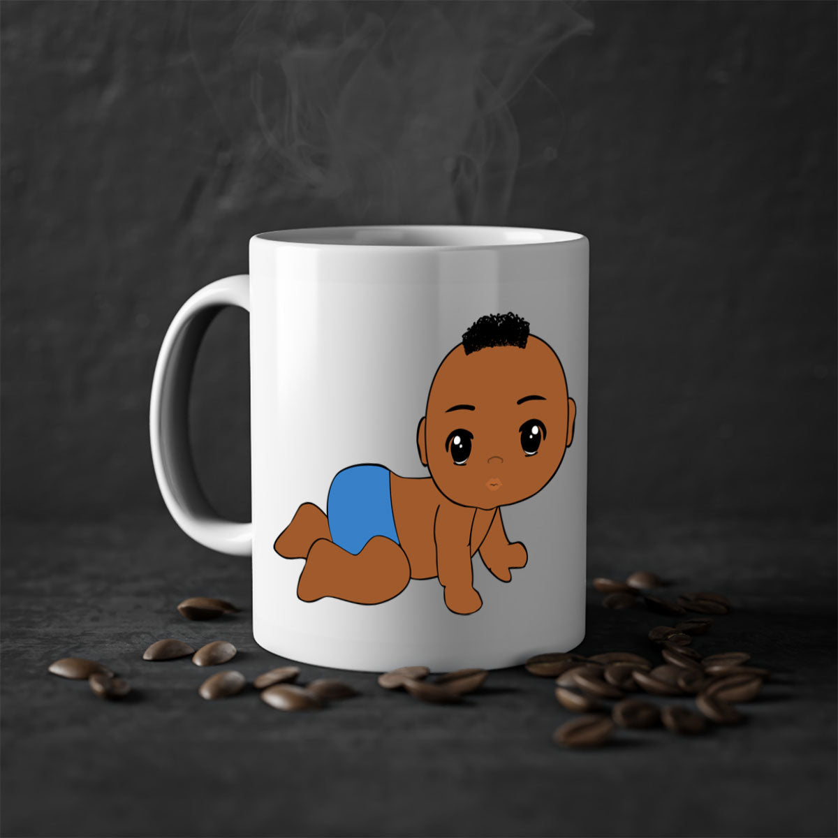 Black baby boy 9# Mug with colorful handle and interior, showcasing a glossy finish and stylish design.