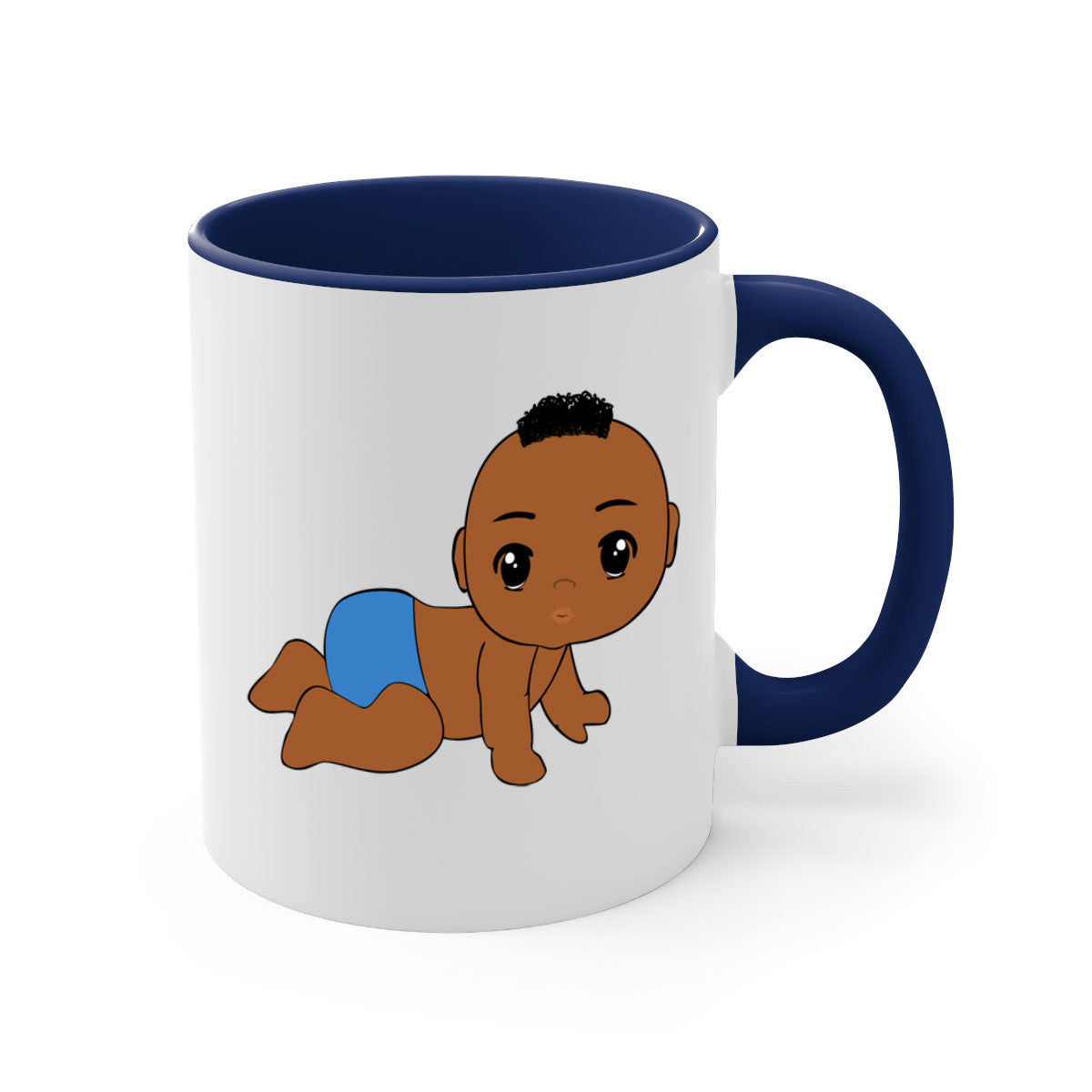 Black baby boy 9# Mug with colorful handle and interior, showcasing a glossy finish and stylish design.