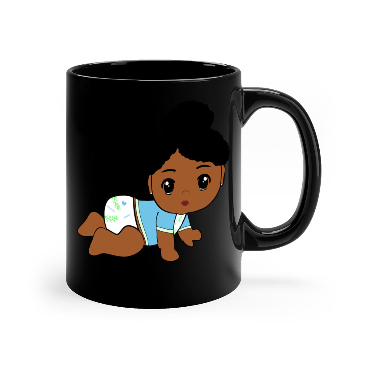 Black baby style 2# Mug featuring a glossy finish with a colored handle and interior, available in multiple colors.