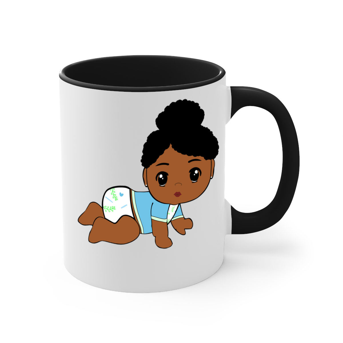 Black baby style 2# Mug featuring a glossy finish with a colored handle and interior, available in multiple colors.