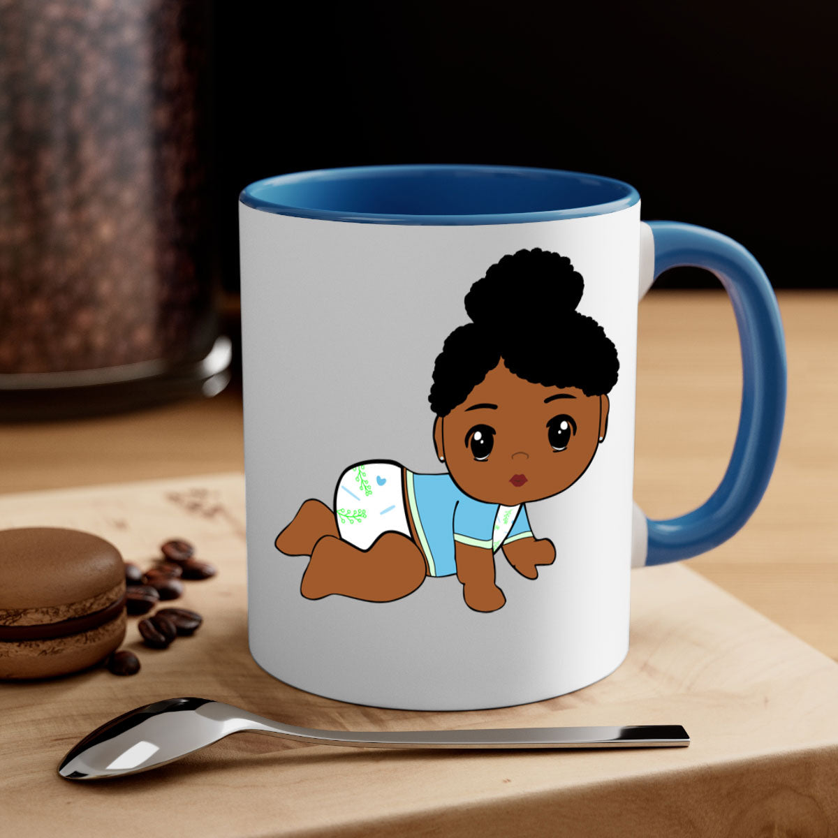 Black baby style 2# Mug featuring a glossy finish with a colored handle and interior, available in multiple colors.