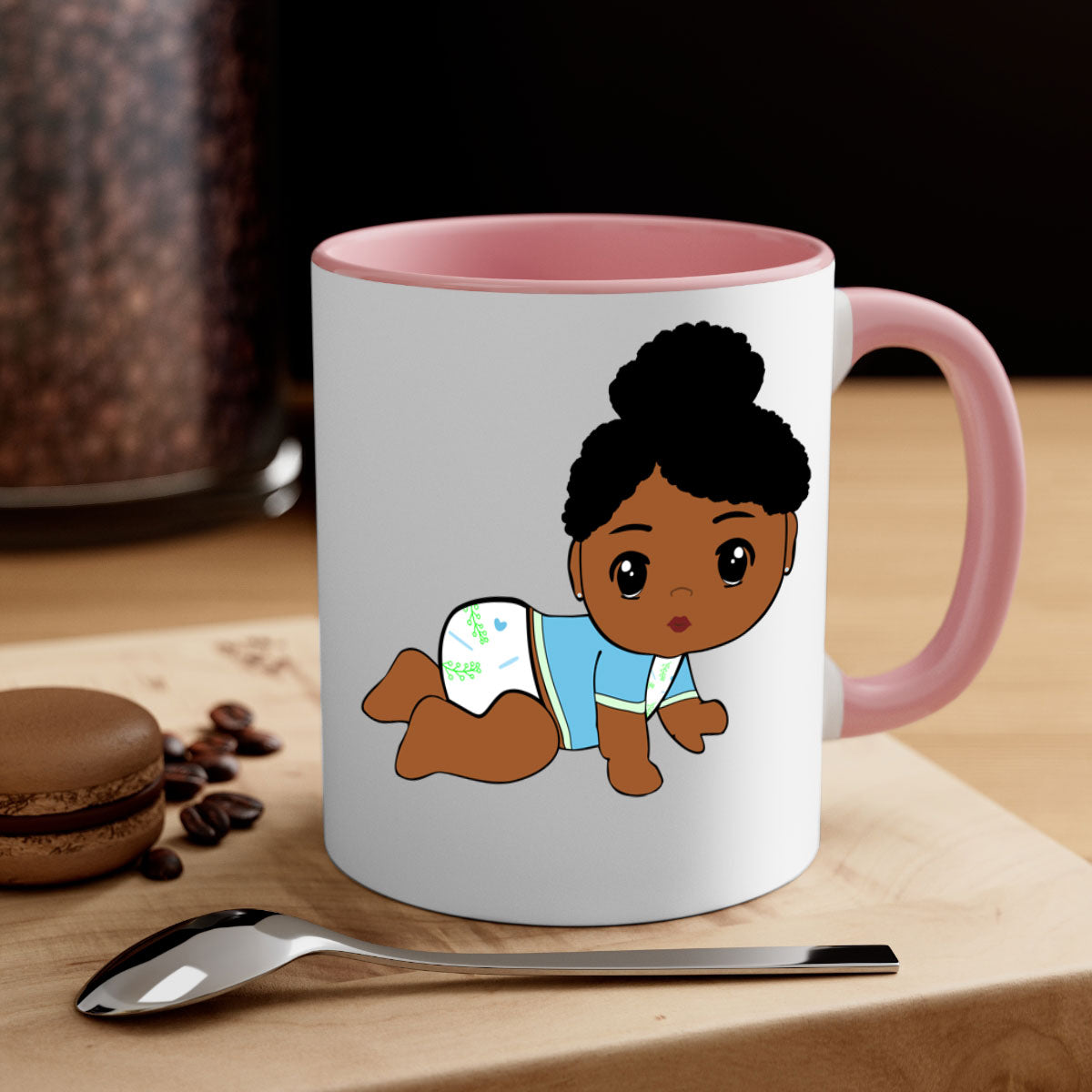 Black baby style 2# Mug featuring a glossy finish with a colored handle and interior, available in multiple colors.