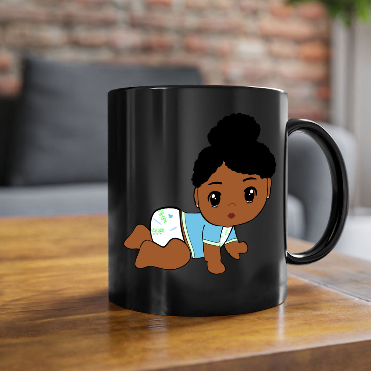 Black baby style 2# Mug featuring a glossy finish with a colored handle and interior, available in multiple colors.