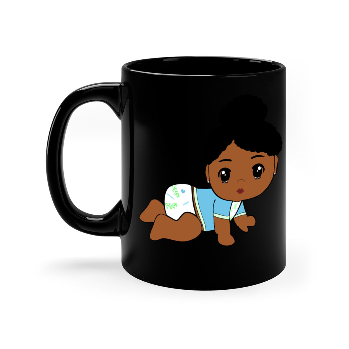 Black baby style 2# Mug featuring a glossy finish with a colored handle and interior, available in multiple colors.
