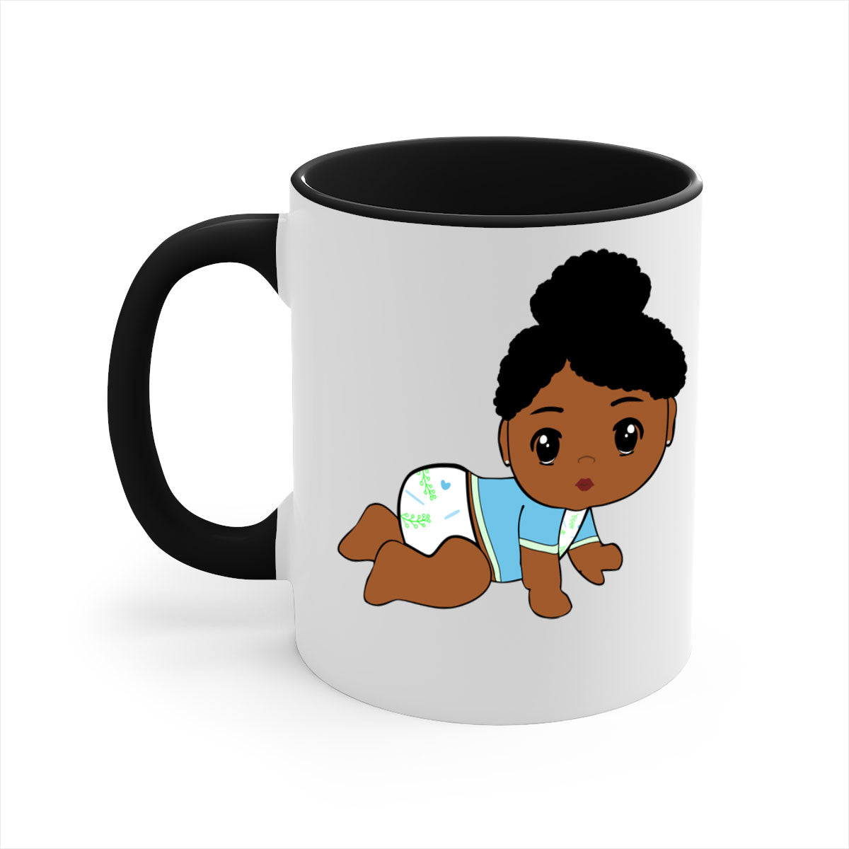 Black baby style 2# Mug featuring a glossy finish with a colored handle and interior, available in multiple colors.