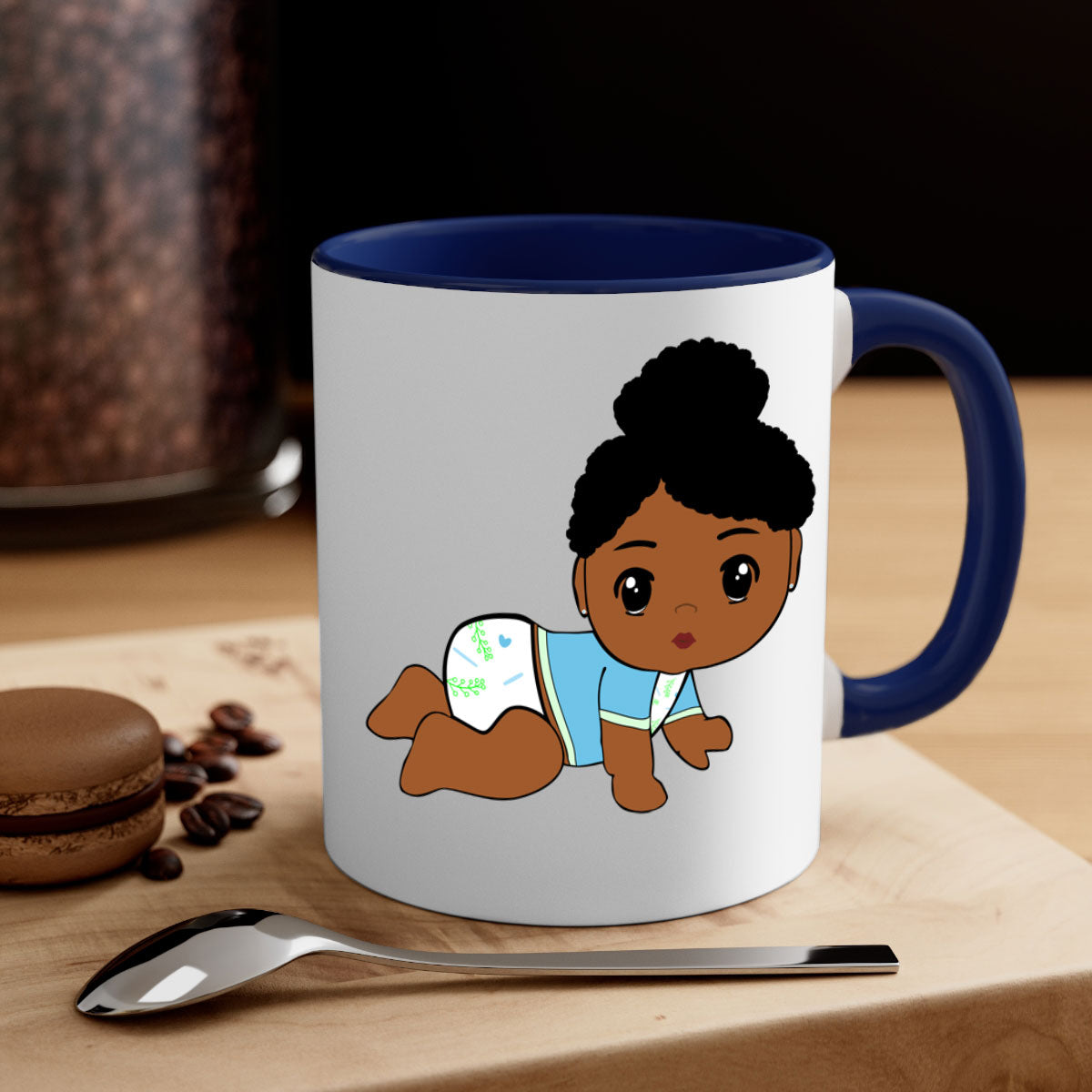Black baby style 2# Mug featuring a glossy finish with a colored handle and interior, available in multiple colors.