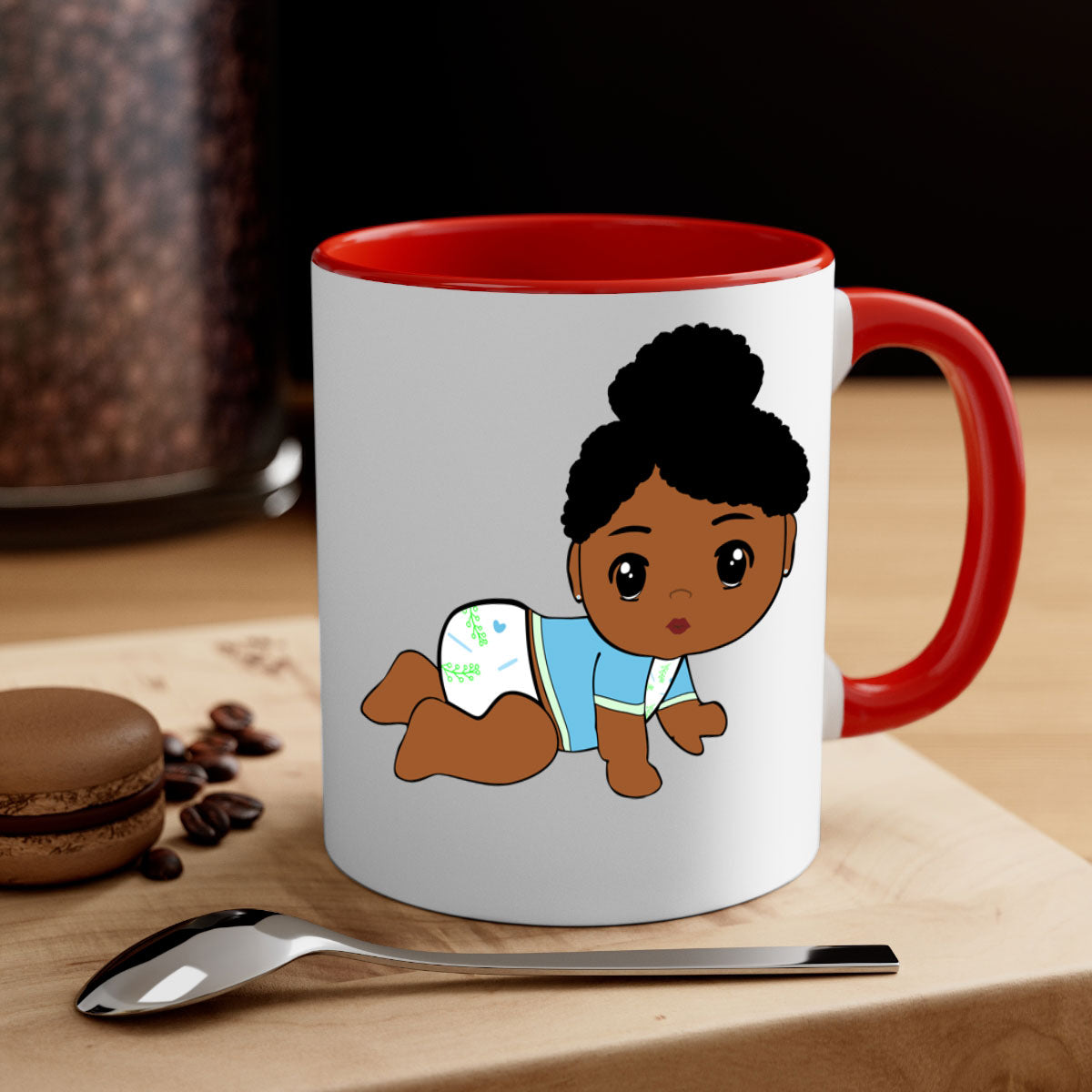 Black baby style 2# Mug featuring a glossy finish with a colored handle and interior, available in multiple colors.