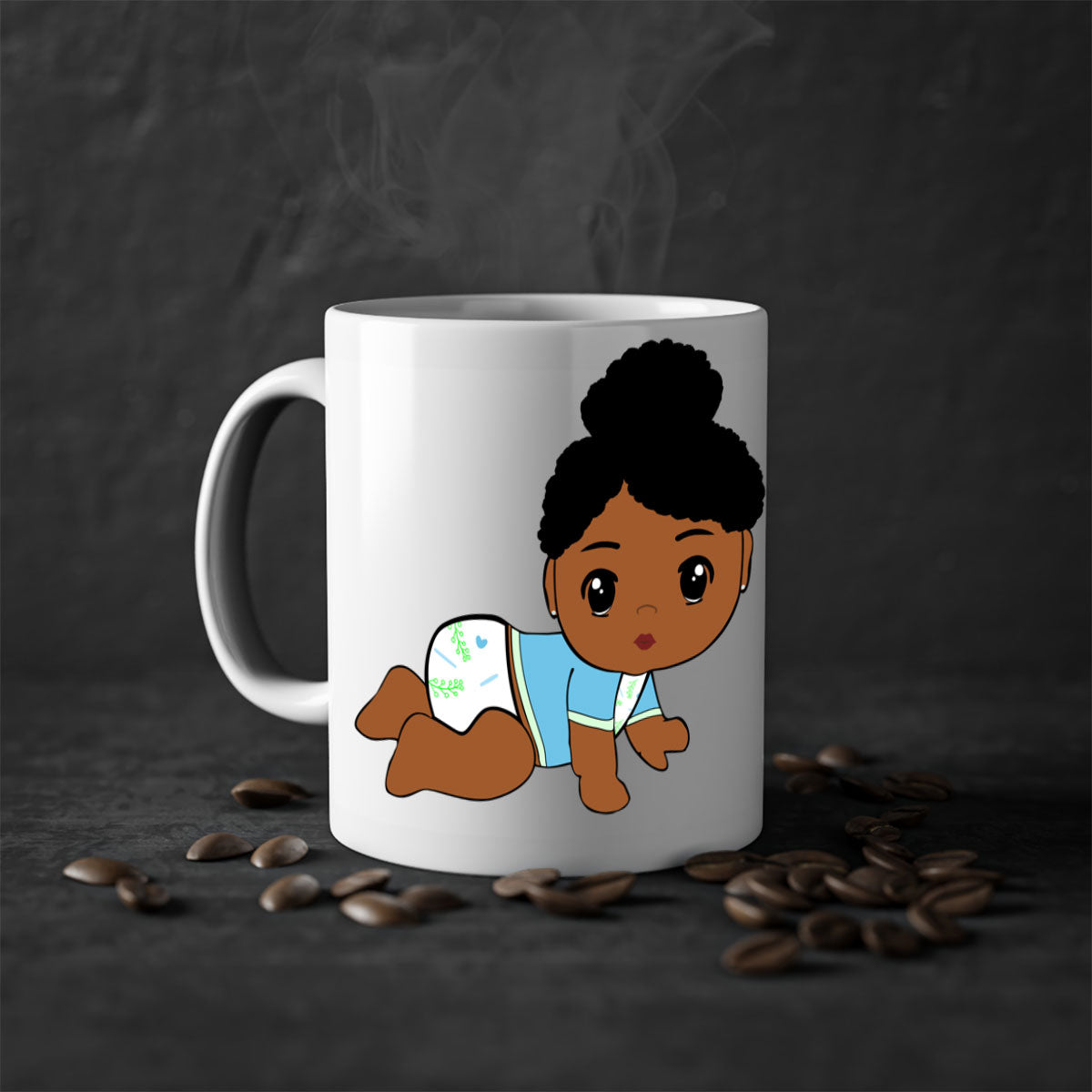 Black baby style 2# Mug featuring a glossy finish with a colored handle and interior, available in multiple colors.