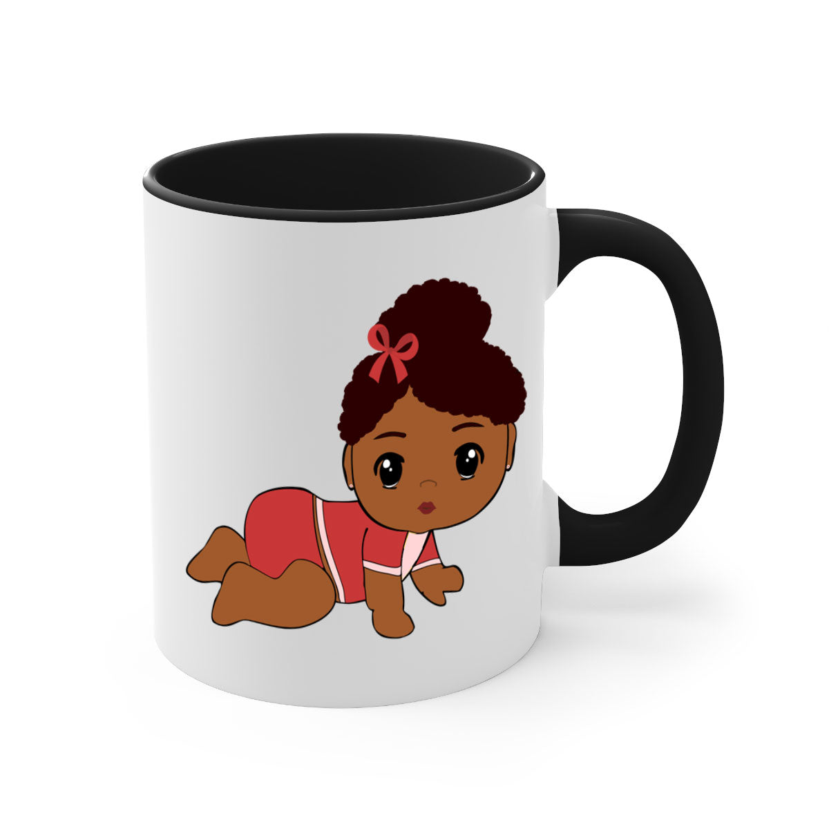 Black Baby Style 3# Mug featuring a two-tone design with a colored handle and glossy finish, available in multiple colors.