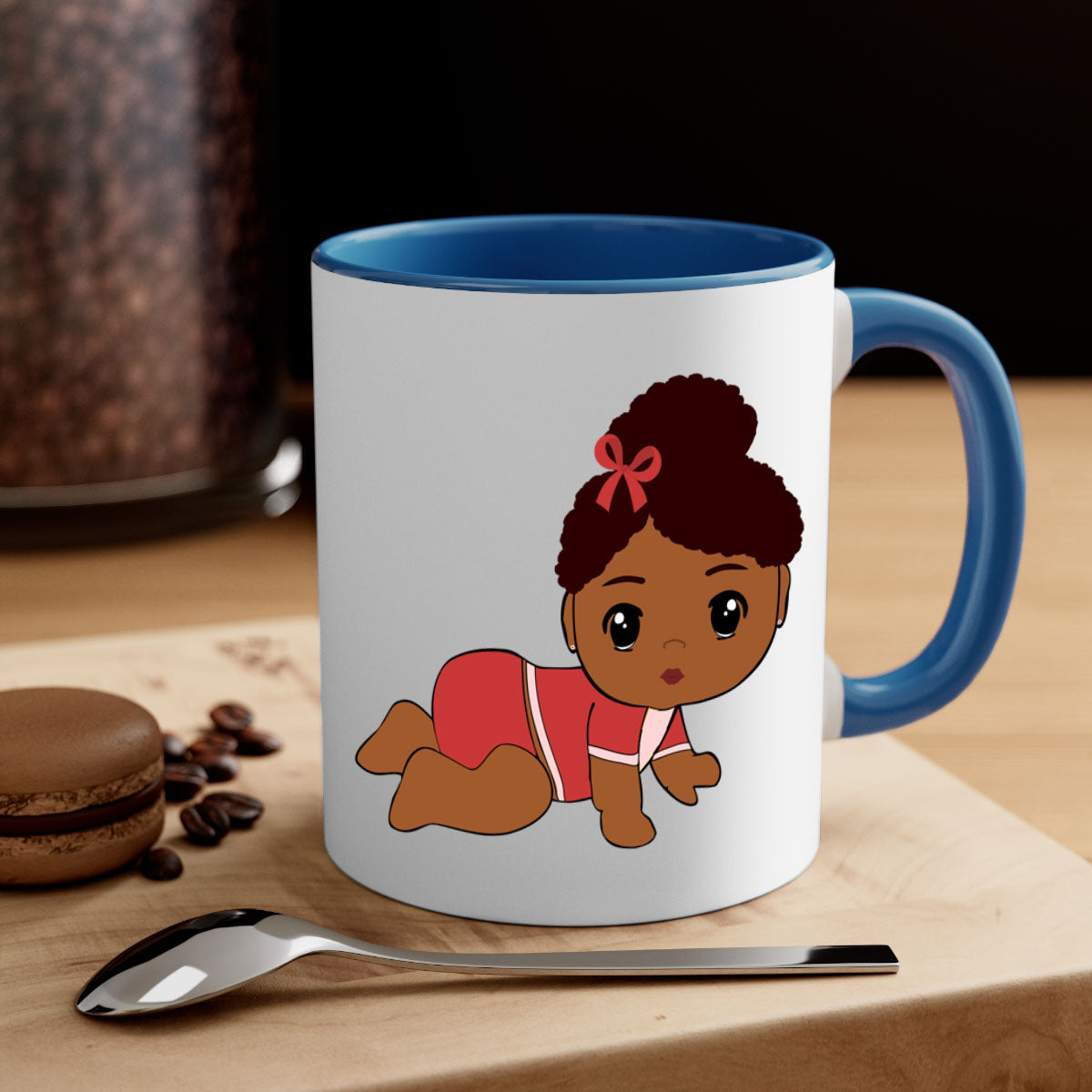 Black Baby Style 3# Mug featuring a two-tone design with a colored handle and glossy finish, available in multiple colors.