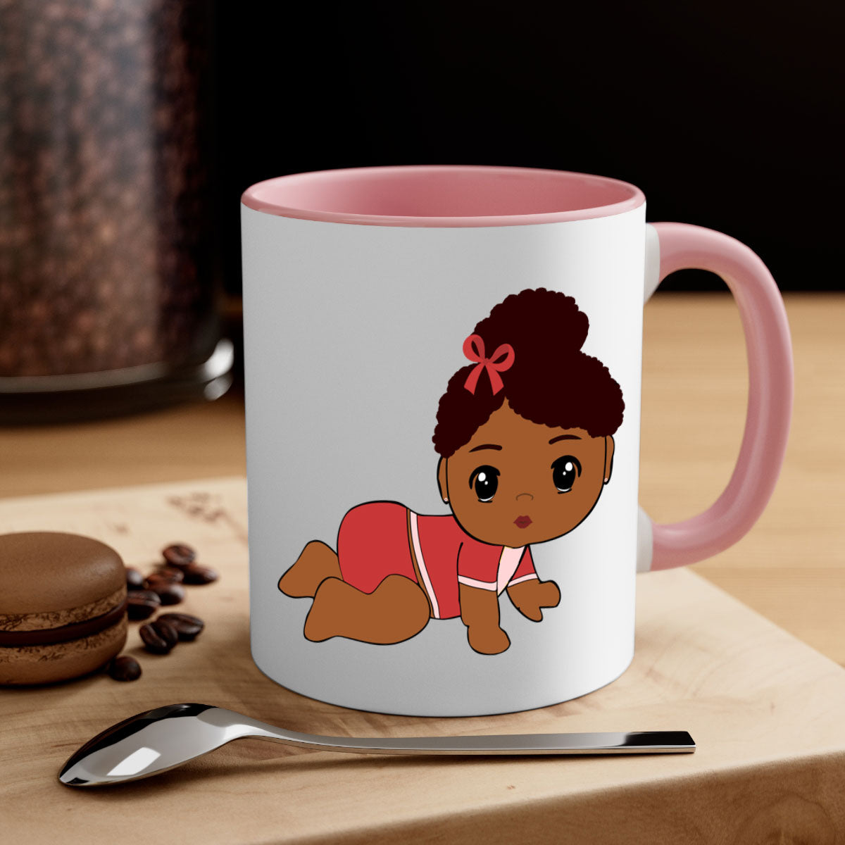 Black Baby Style 3# Mug featuring a two-tone design with a colored handle and glossy finish, available in multiple colors.