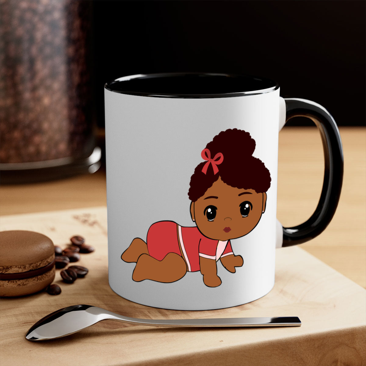 Black Baby Style 3# Mug featuring a two-tone design with a colored handle and glossy finish, available in multiple colors.