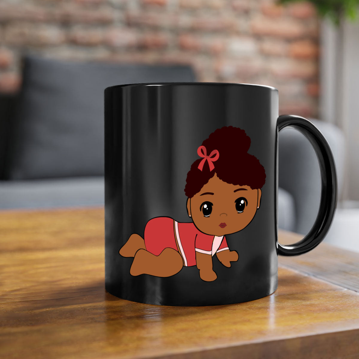 Black Baby Style 3# Mug featuring a two-tone design with a colored handle and glossy finish, available in multiple colors.