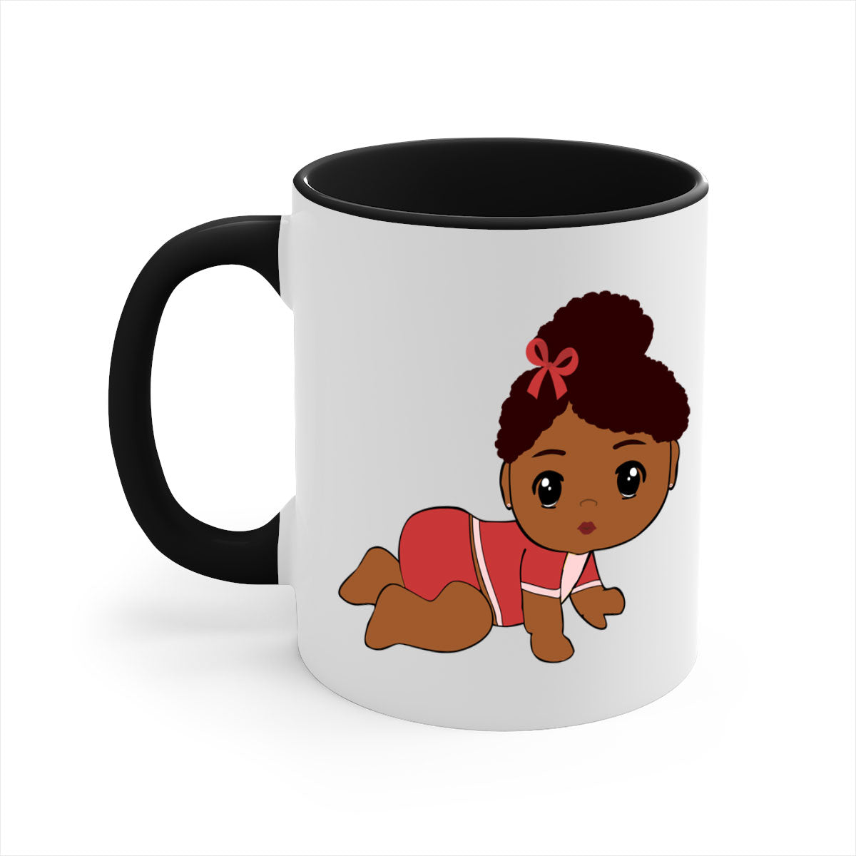 Black Baby Style 3# Mug featuring a two-tone design with a colored handle and glossy finish, available in multiple colors.