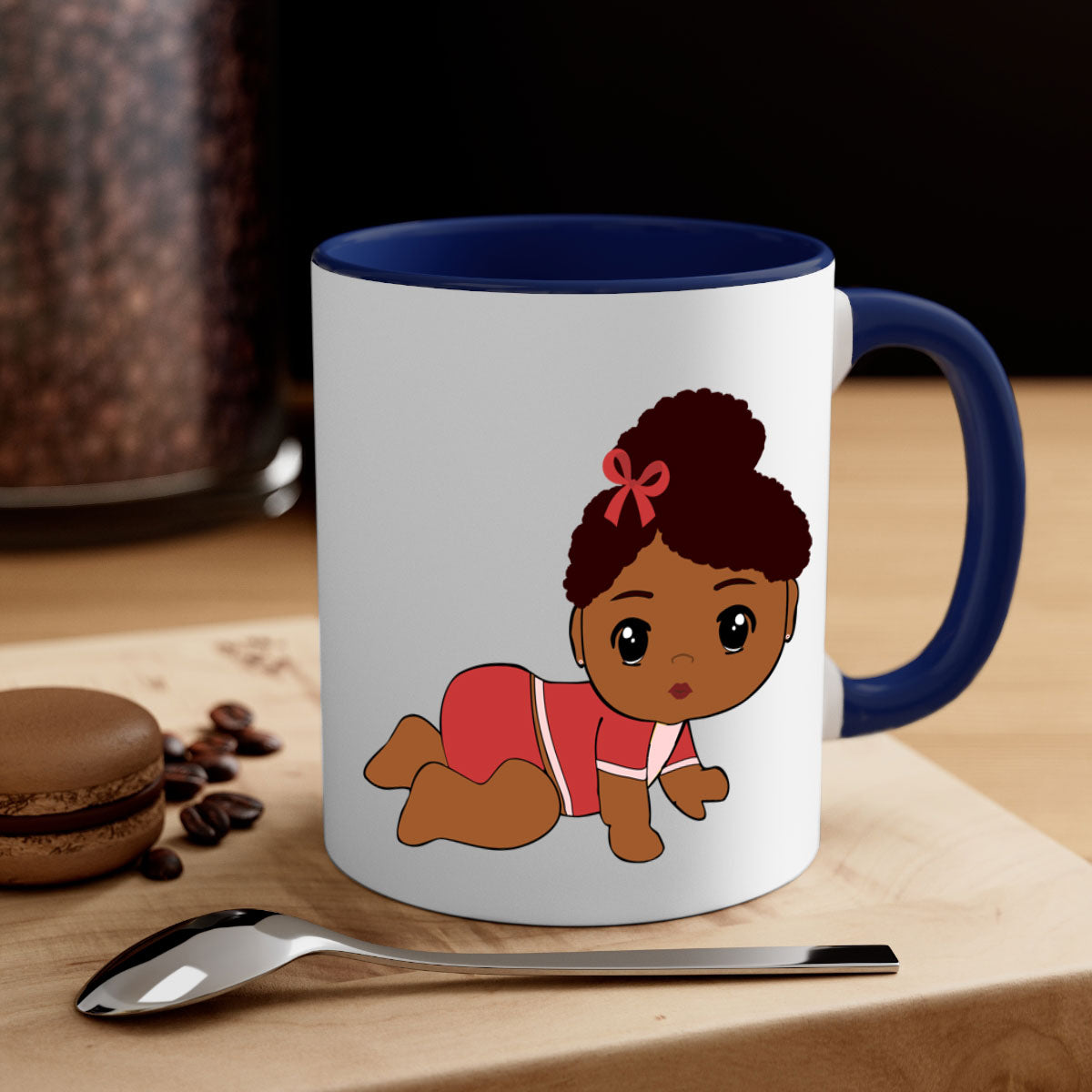 Black Baby Style 3# Mug featuring a two-tone design with a colored handle and glossy finish, available in multiple colors.