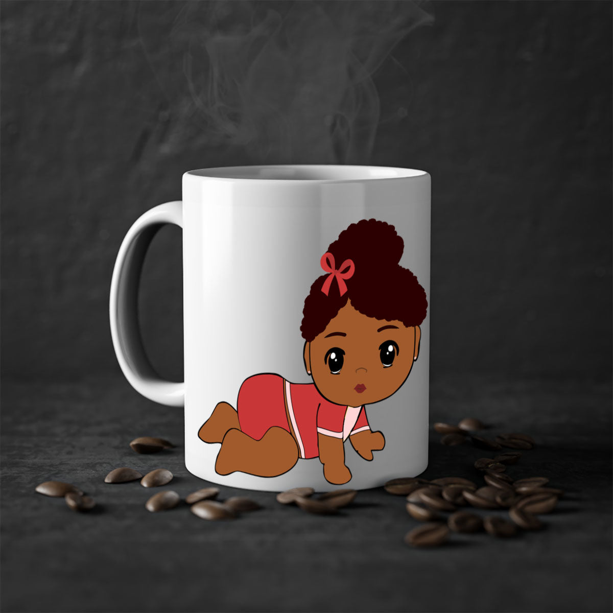 Black Baby Style 3# Mug featuring a two-tone design with a colored handle and glossy finish, available in multiple colors.