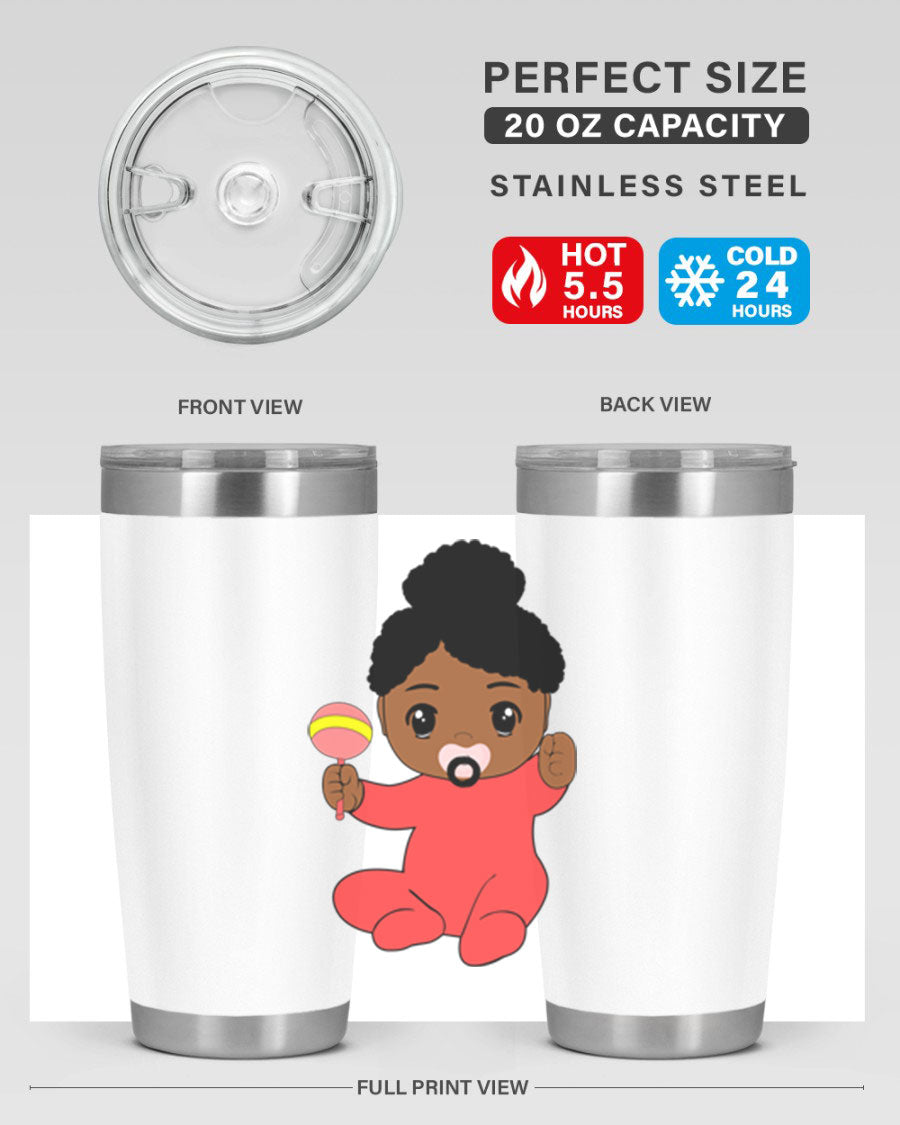 Black Baby Style 4# Tumbler showcasing double wall vacuum stainless steel design with a sleek black finish.
