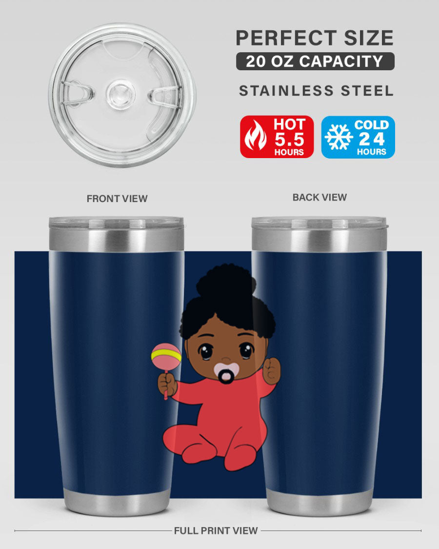 Black Baby Style 4# Tumbler showcasing double wall vacuum stainless steel design with a sleek black finish.