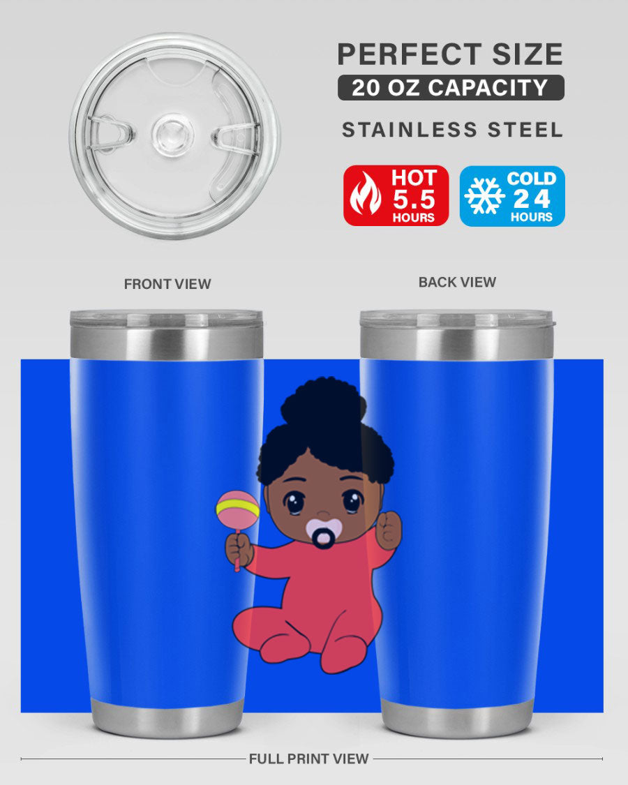 Black Baby Style 4# Tumbler showcasing double wall vacuum stainless steel design with a sleek black finish.