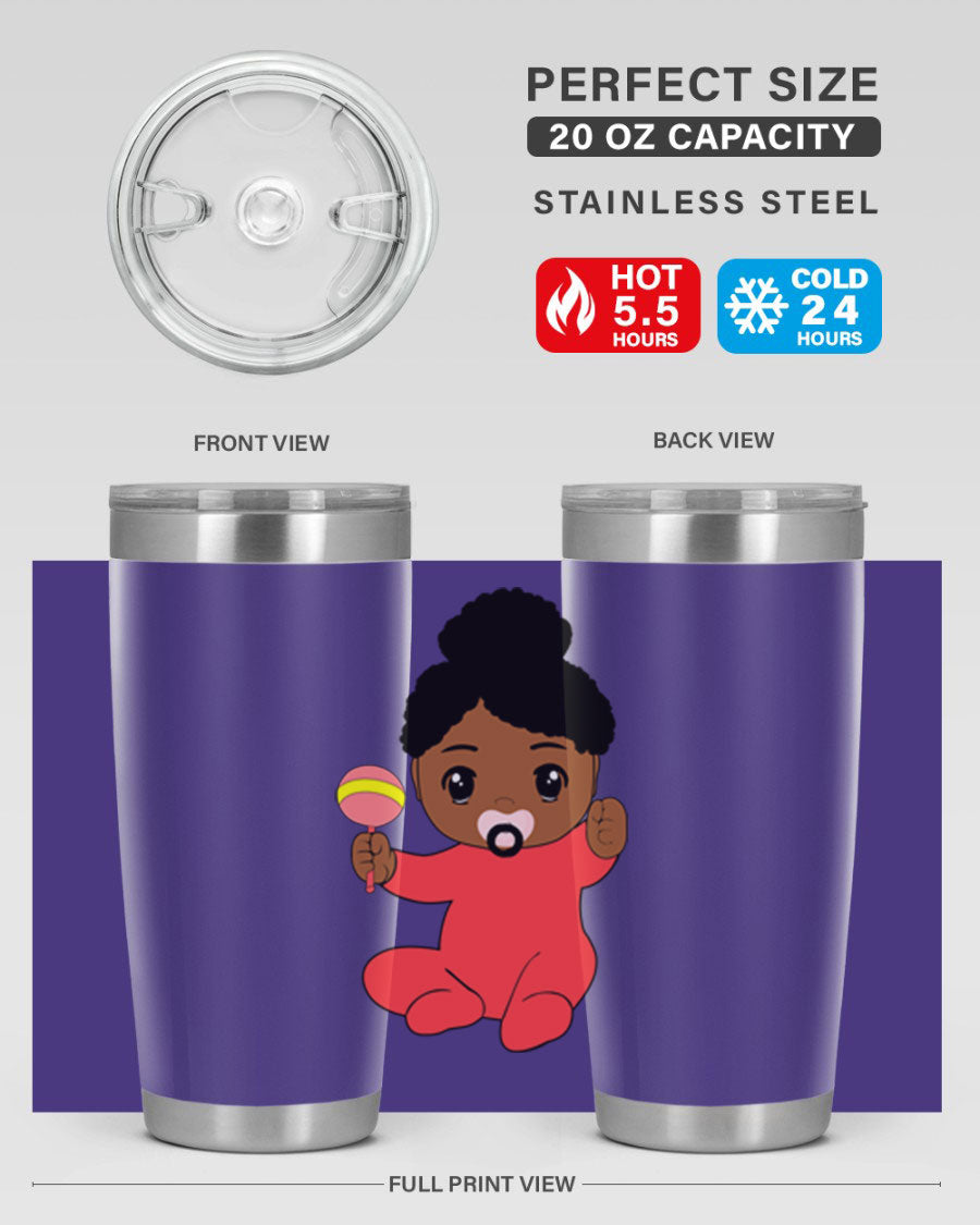 Black Baby Style 4# Tumbler showcasing double wall vacuum stainless steel design with a sleek black finish.