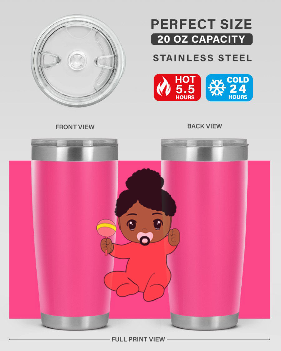 Black Baby Style 4# Tumbler showcasing double wall vacuum stainless steel design with a sleek black finish.