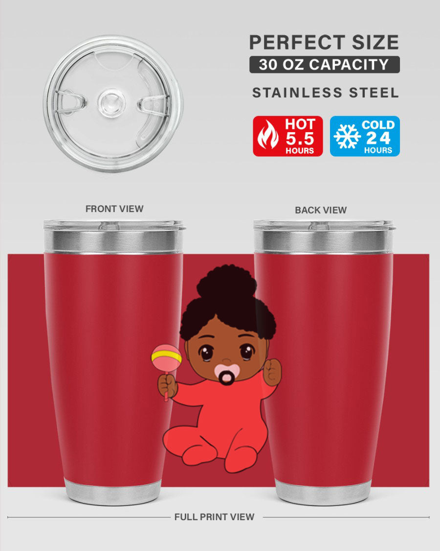 Black Baby Style 4# Tumbler showcasing double wall vacuum stainless steel design with a sleek black finish.
