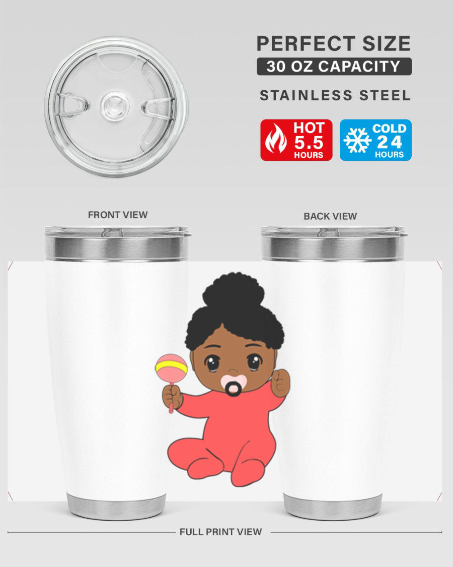 Black Baby Style 4# Tumbler showcasing double wall vacuum stainless steel design with a sleek black finish.
