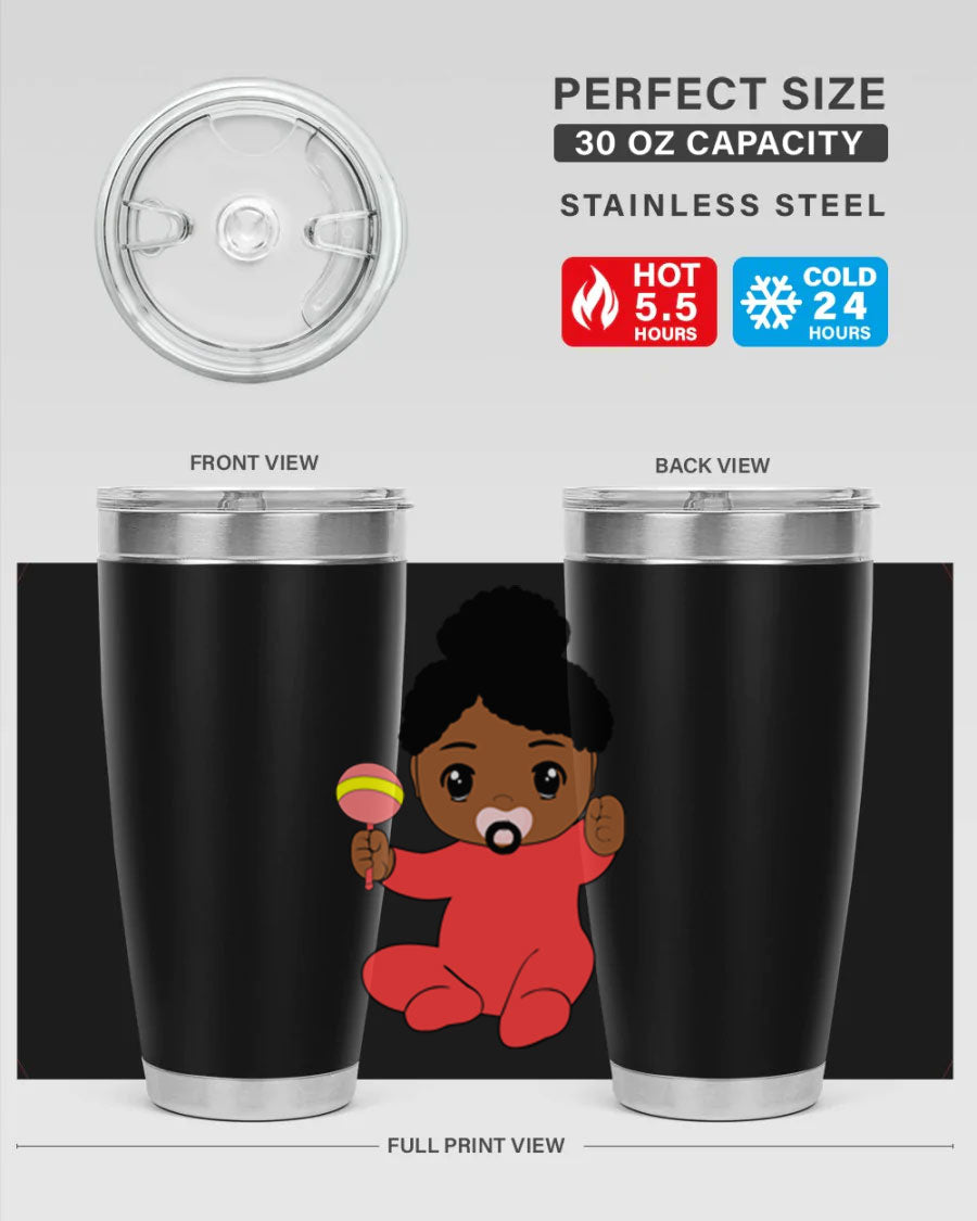 Black Baby Style 4# Tumbler showcasing double wall vacuum stainless steel design with a sleek black finish.
