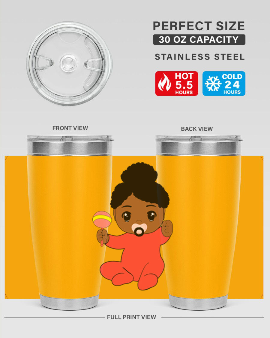 Black Baby Style 4# Tumbler showcasing double wall vacuum stainless steel design with a sleek black finish.