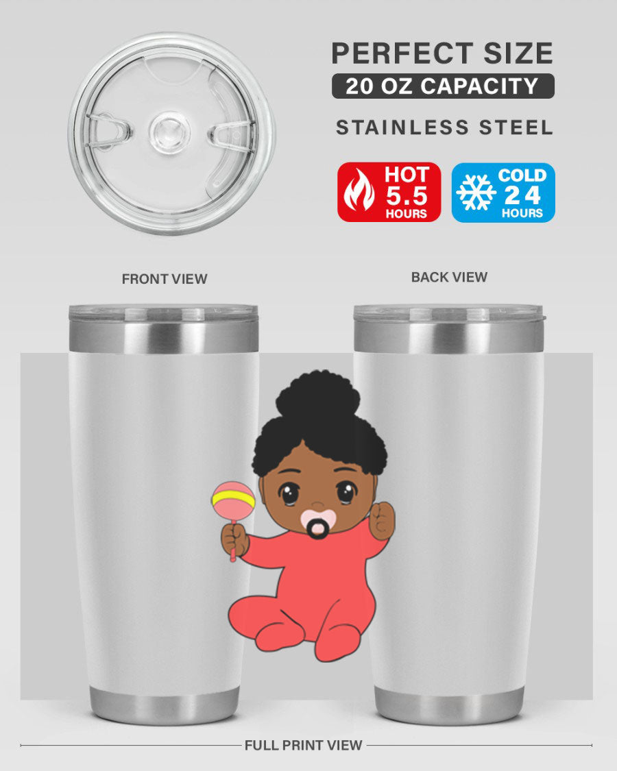 Black Baby Style 4# Tumbler showcasing double wall vacuum stainless steel design with a sleek black finish.