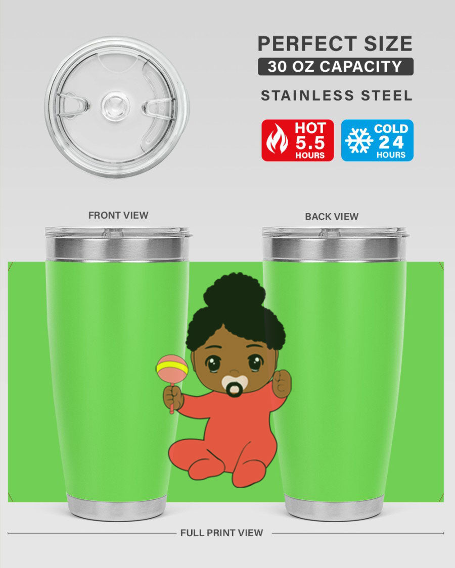 Black Baby Style 4# Tumbler showcasing double wall vacuum stainless steel design with a sleek black finish.