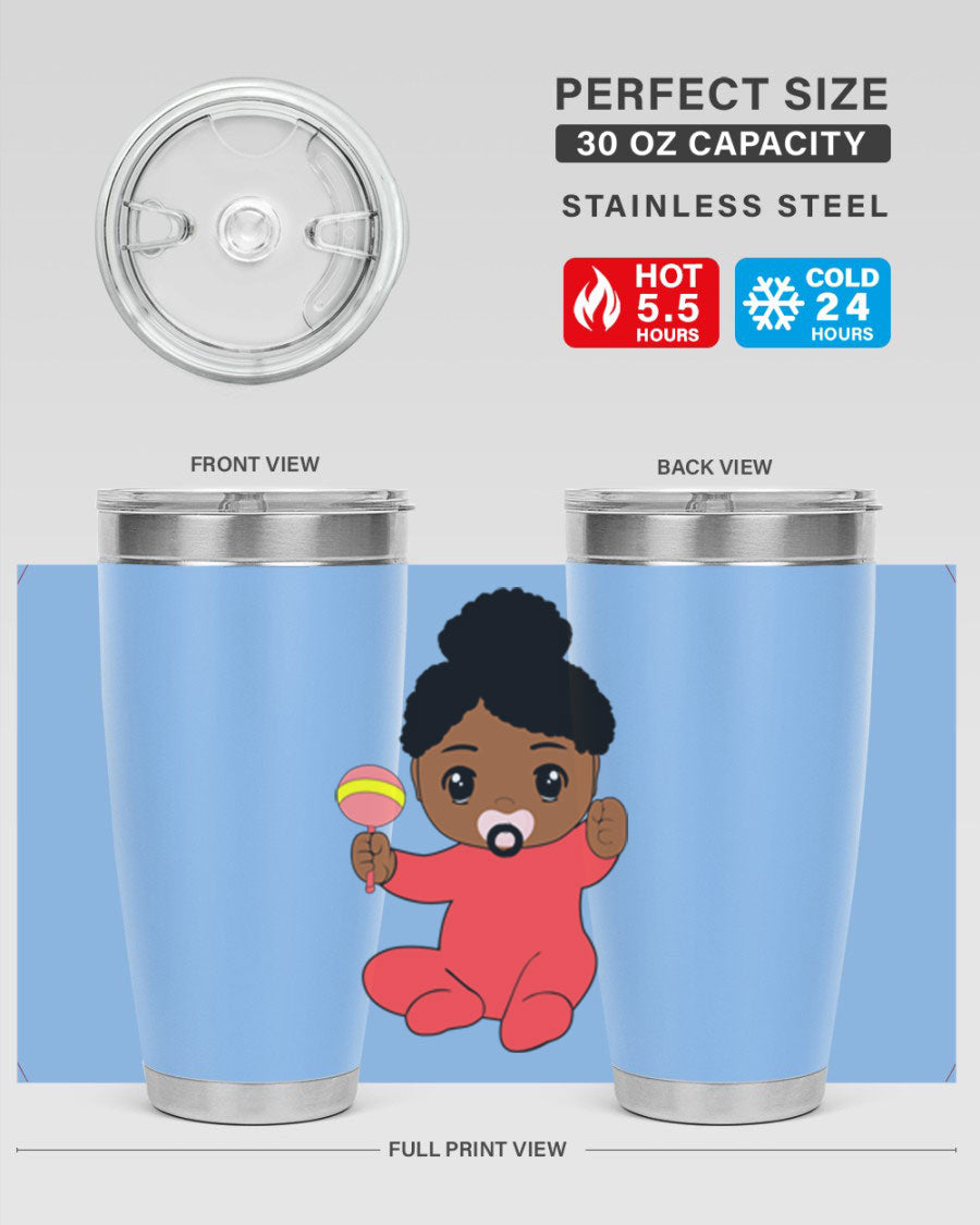 Black Baby Style 4# Tumbler showcasing double wall vacuum stainless steel design with a sleek black finish.