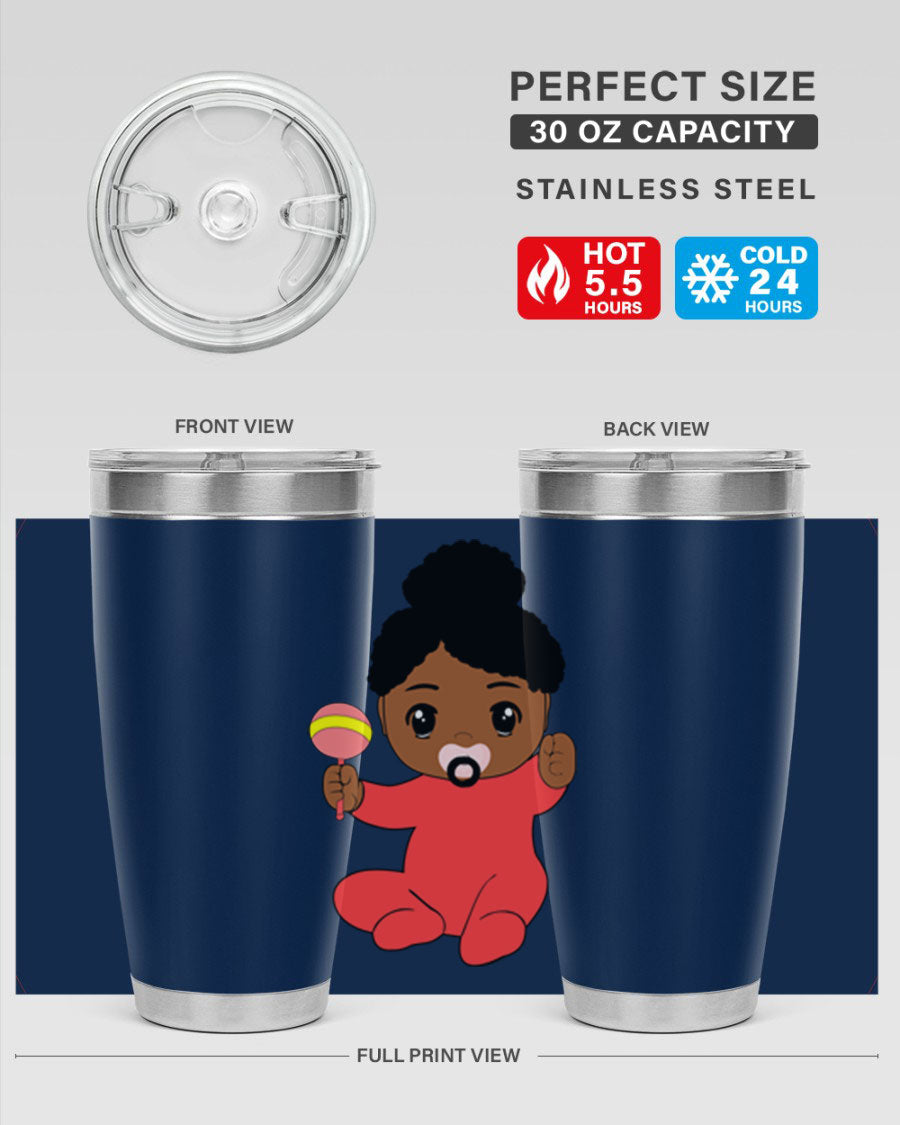 Black Baby Style 4# Tumbler showcasing double wall vacuum stainless steel design with a sleek black finish.