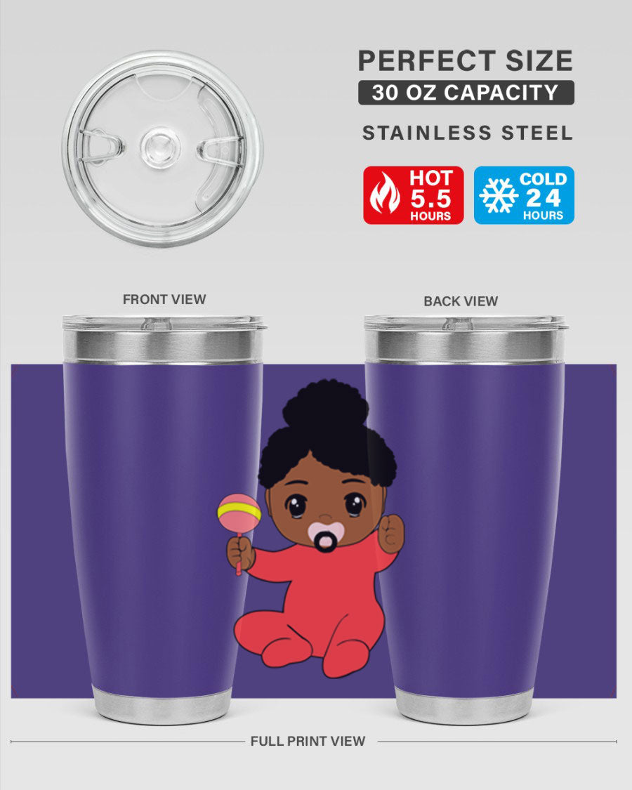 Black Baby Style 4# Tumbler showcasing double wall vacuum stainless steel design with a sleek black finish.