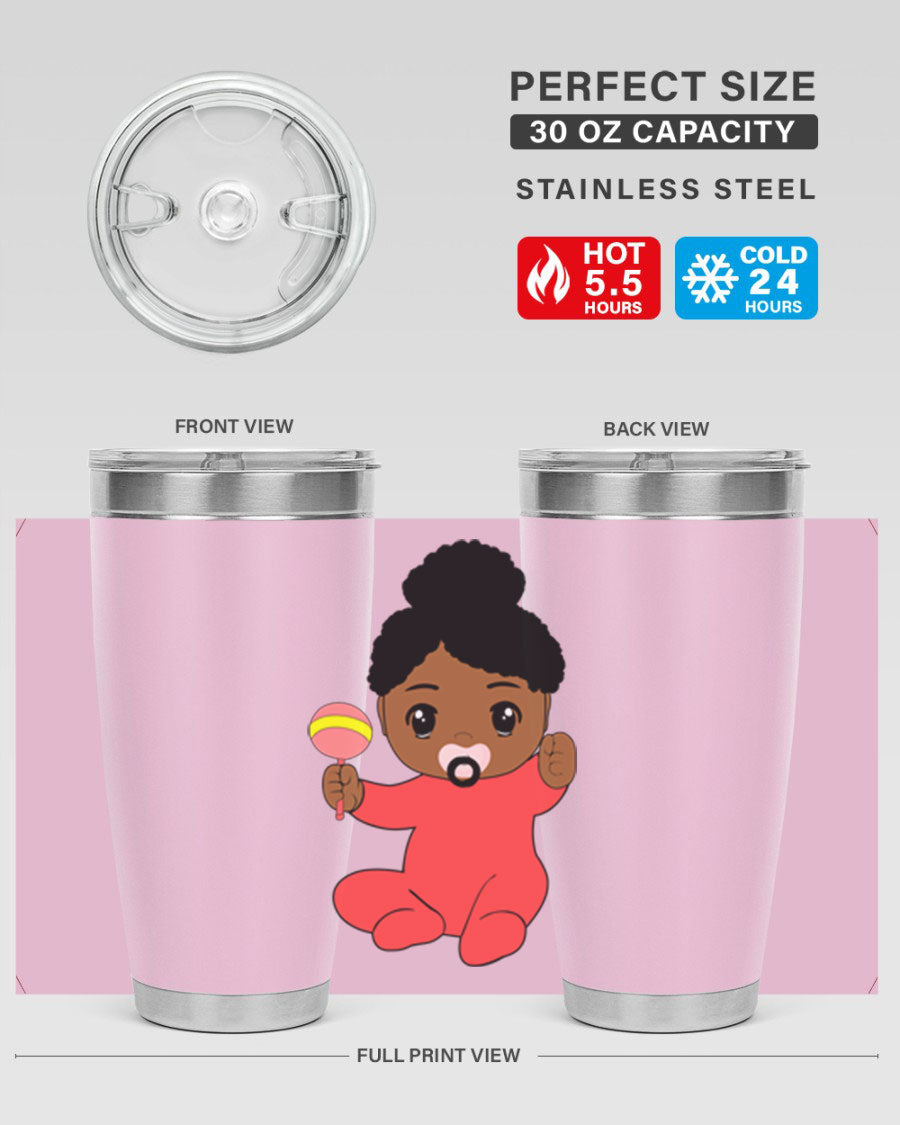 Black Baby Style 4# Tumbler showcasing double wall vacuum stainless steel design with a sleek black finish.
