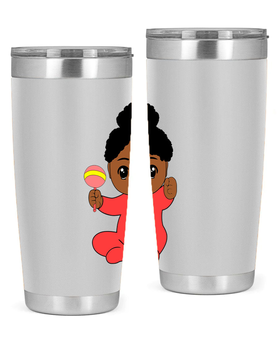 Black Baby Style 4# Tumbler showcasing double wall vacuum stainless steel design with a sleek black finish.