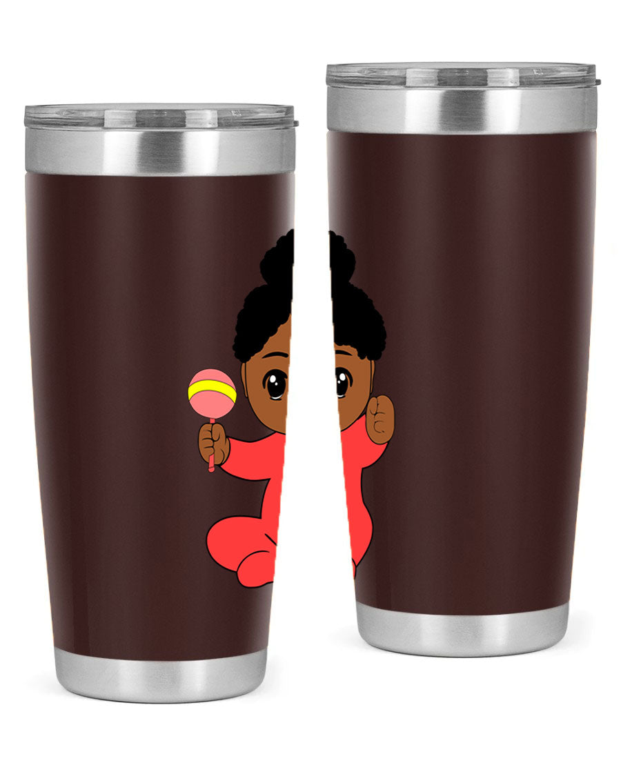 Black Baby Style 4# Tumbler showcasing double wall vacuum stainless steel design with a sleek black finish.