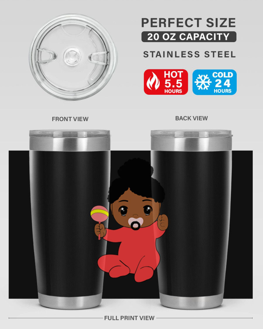 Black Baby Style 4# Tumbler showcasing double wall vacuum stainless steel design with a sleek black finish.